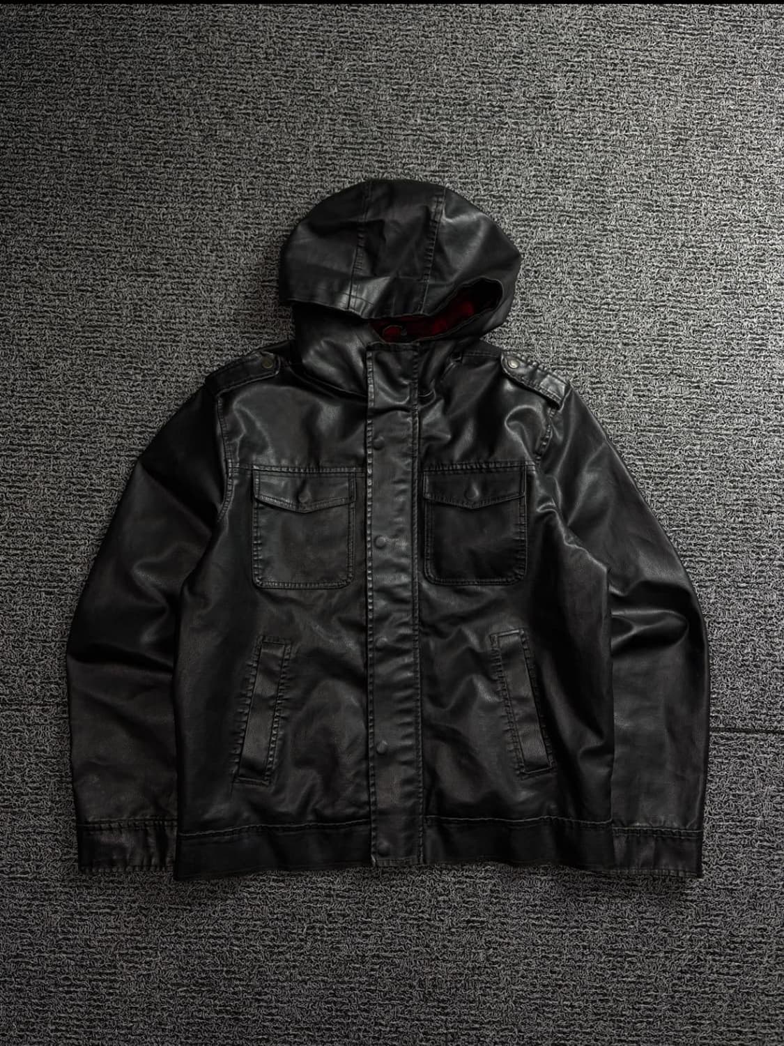 헤리티지1981 빈티지 후드 레더 자켓 XL 상품이미지1