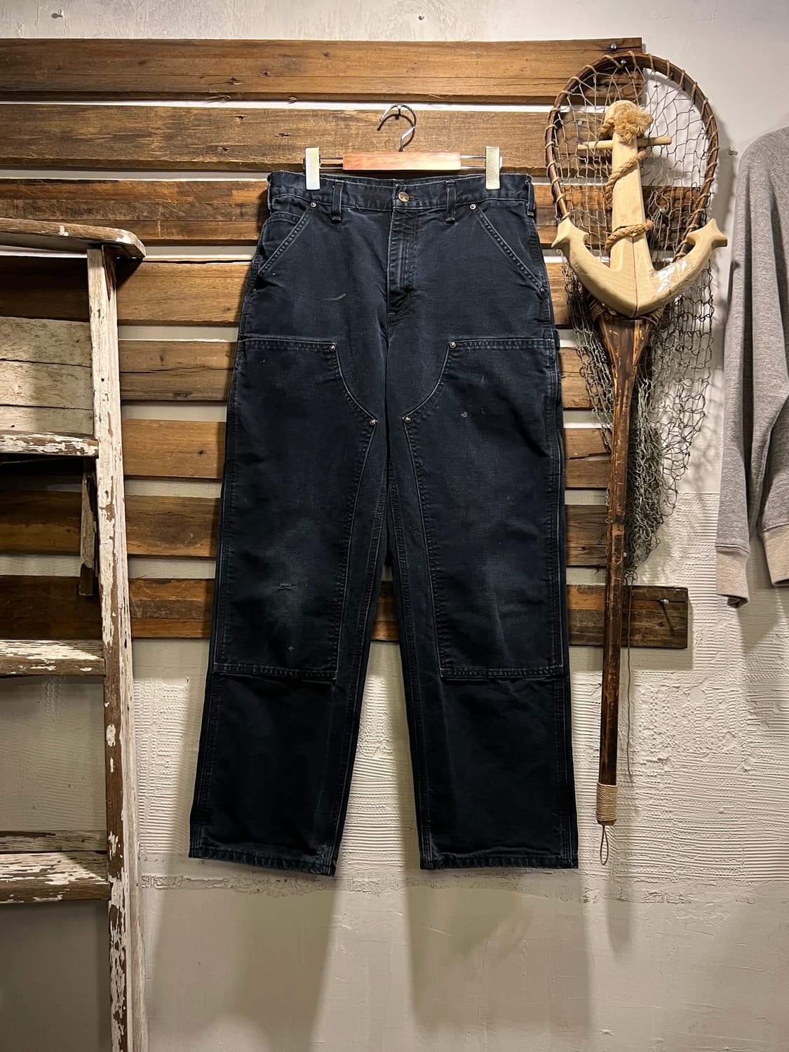 [32]칼하트 USA 빈티지 페이딩 블랙 더블니 워크 팬츠 상품이미지1