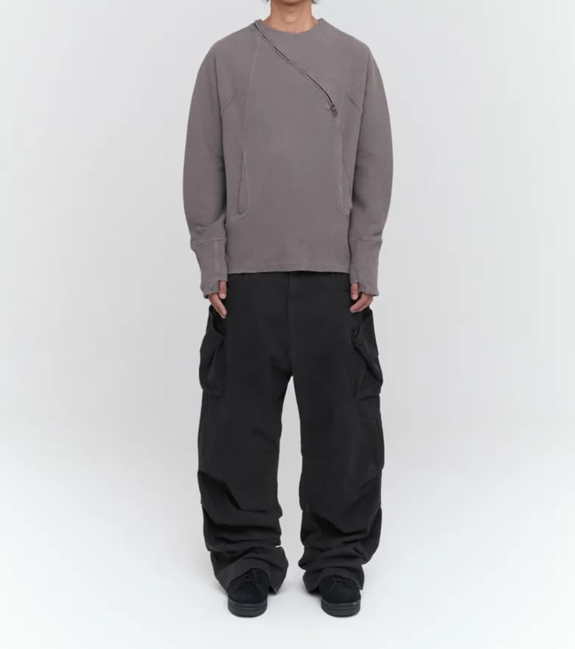 Nupeak- CURVED RIBBED LONG SLEEVE BEIGE 상품이미지4