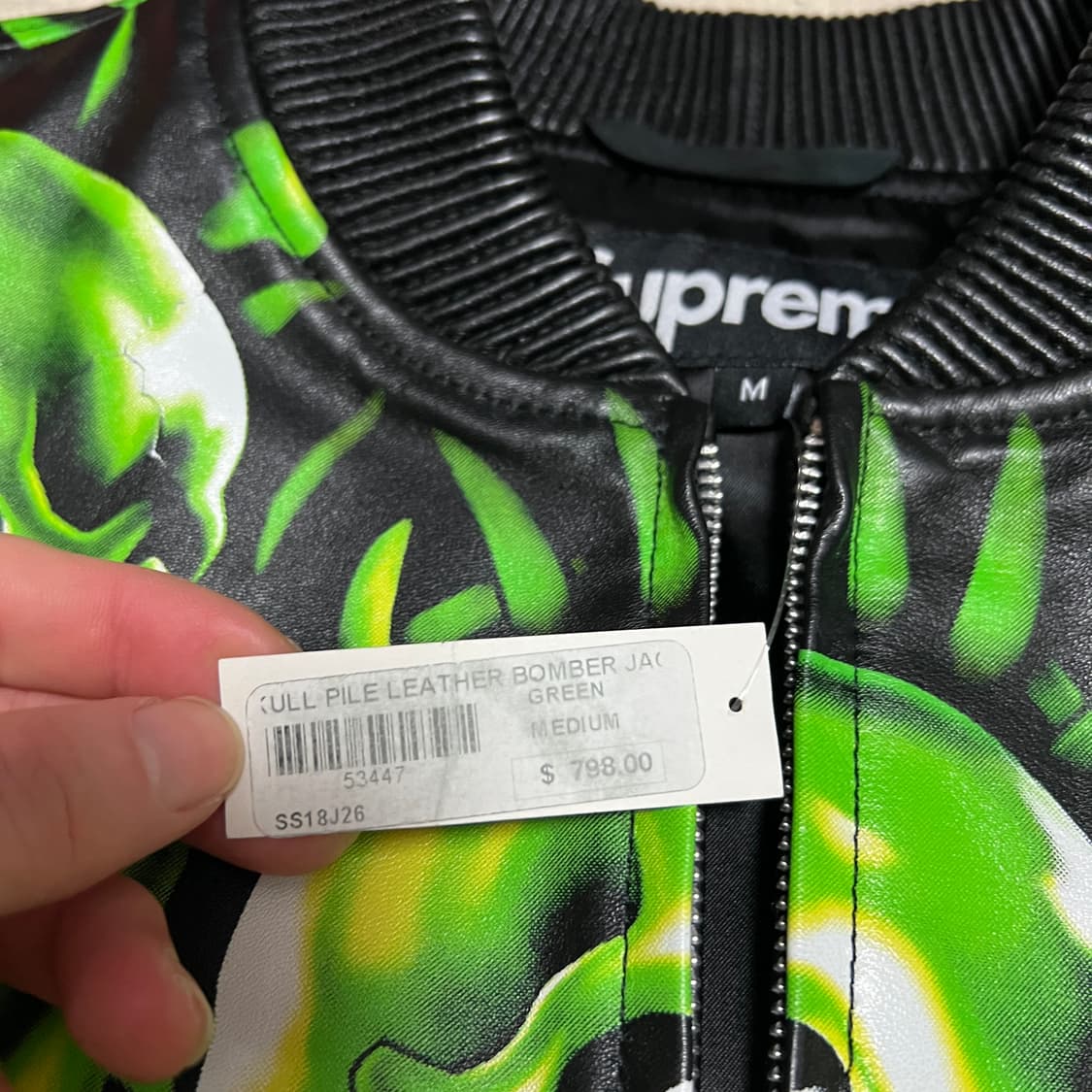 2018 슈프림 스컬파일 리얼레더 자켓 M 상품이미지4