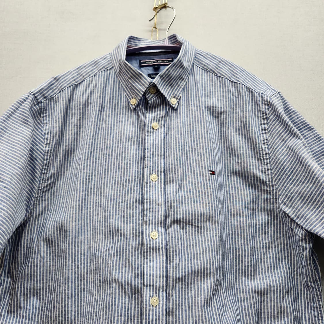 타미힐피거 코튼/린넨 스트라이프 반팔셔츠 M(L) 상품이미지2