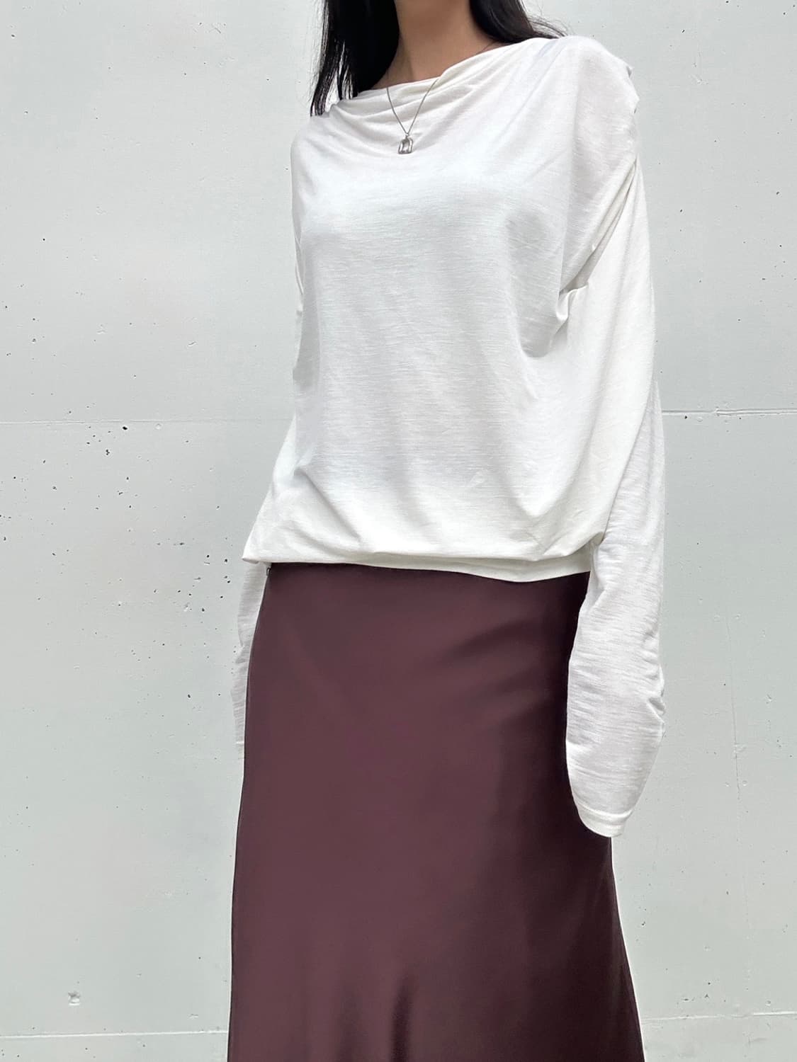 Elegance drape tencel top / white 상품이미지5