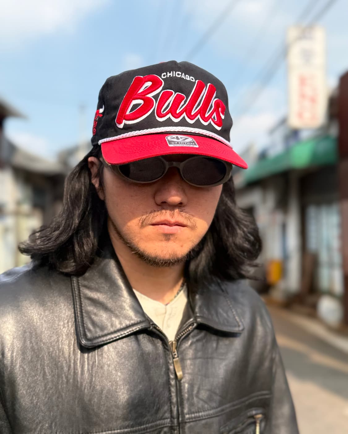 47 블랙/레드 시카고 불스 드롭쉐도우 로프 히치 어저스터블 햇 OS 상품이미지7