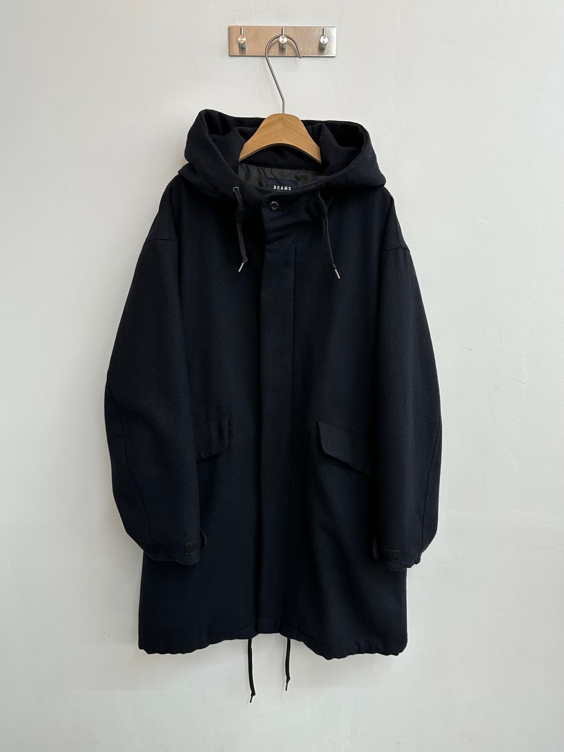 BeAMS 빔즈 울 모즈 코트 M-51 M-65 후드 다크 네이비 m 상품이미지3