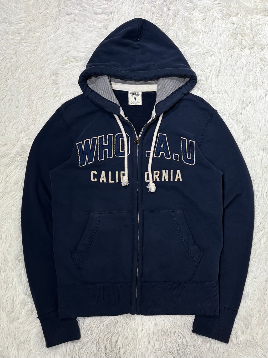 후아유 빅로고 네이비 후드집업 상품이미지3