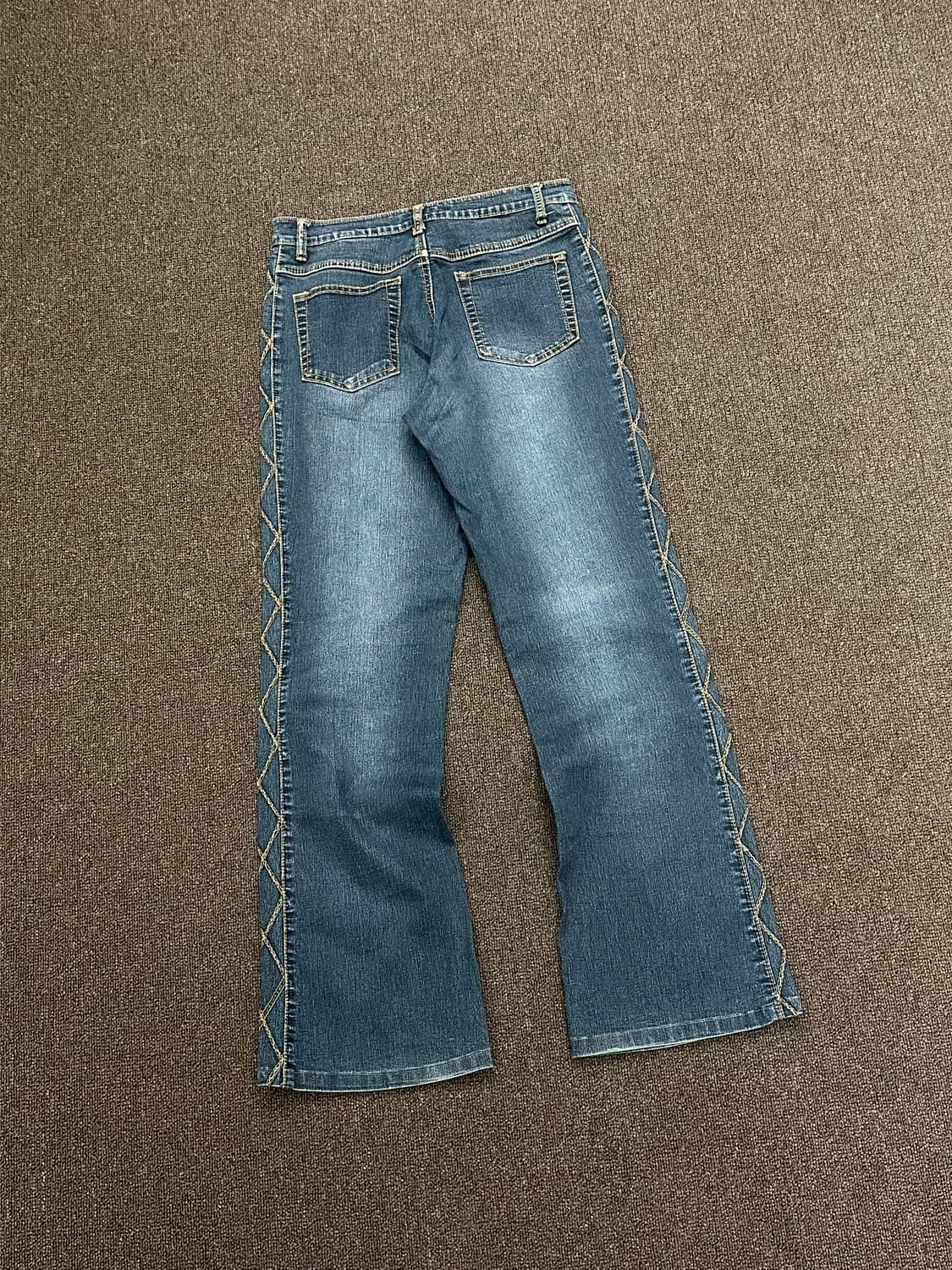 42)Japanese vintage 여성 격자 스티치 데님팬츠 상품이미지6