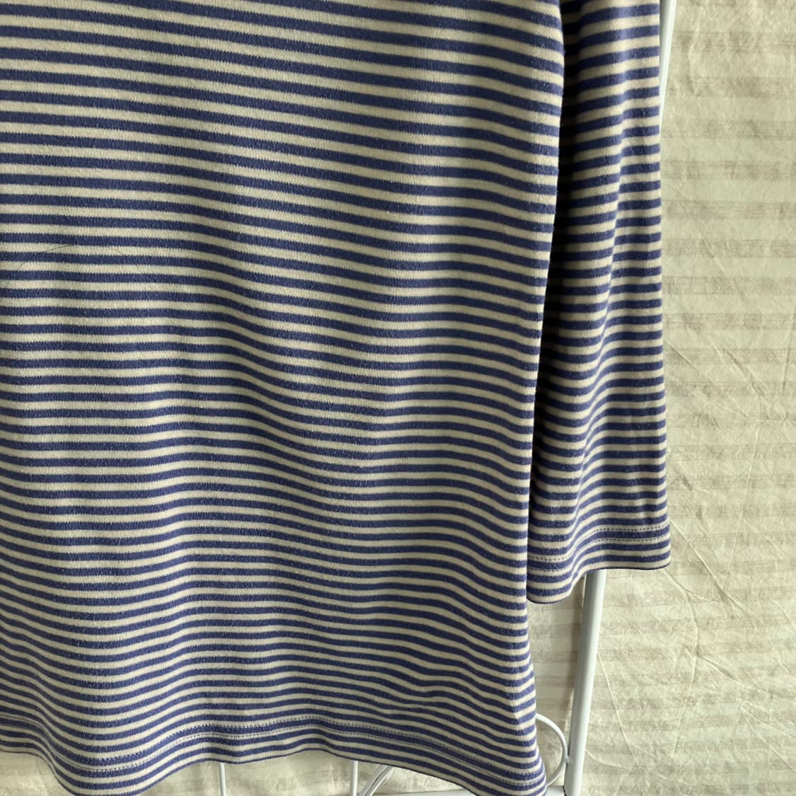 빈티지 파스텔 블루 스트라이프 폴라 티 916 y2k 스트릿 모리 갸루  상품이미지4