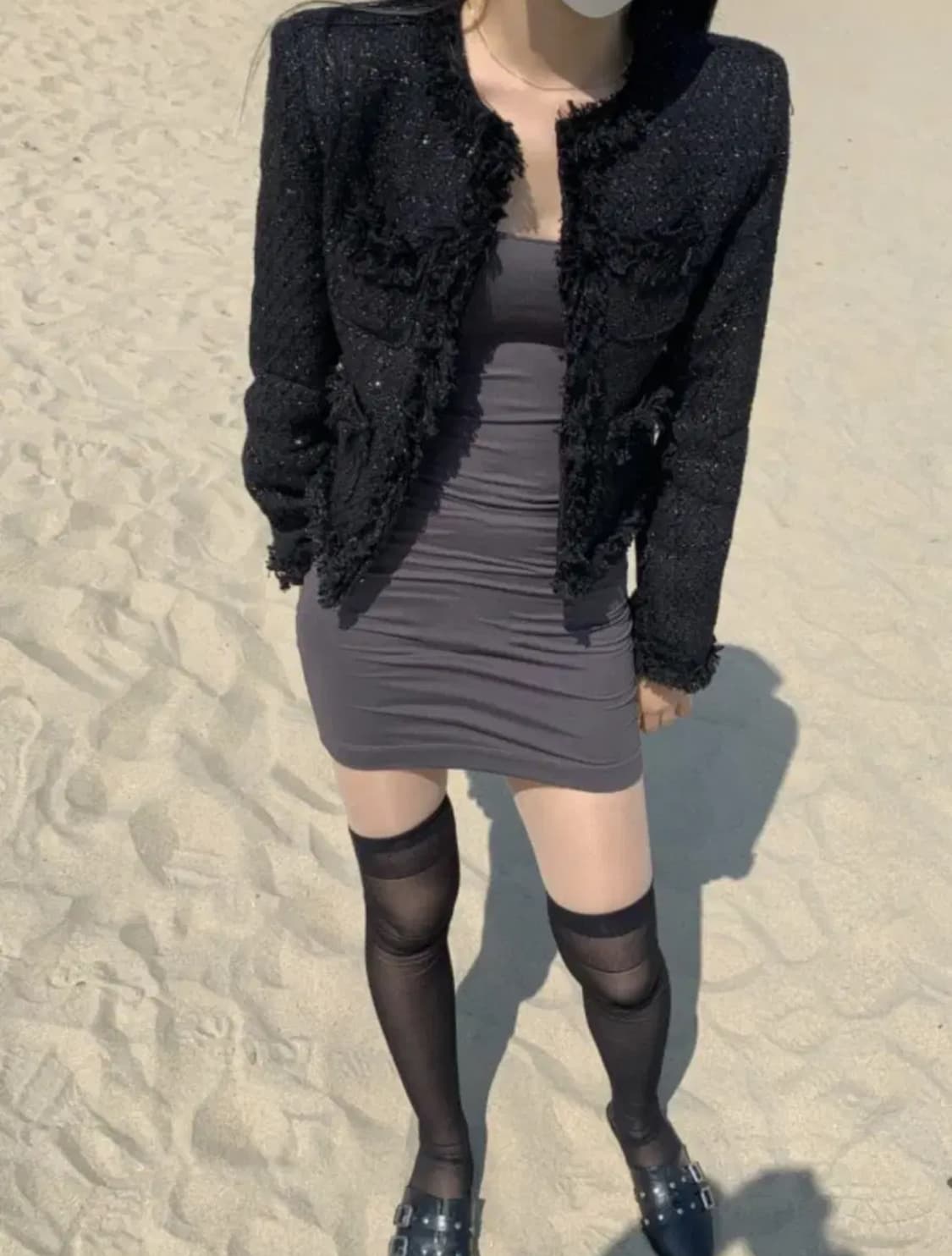 이네기 오도어 블랙 트위드 자켓 상품이미지3