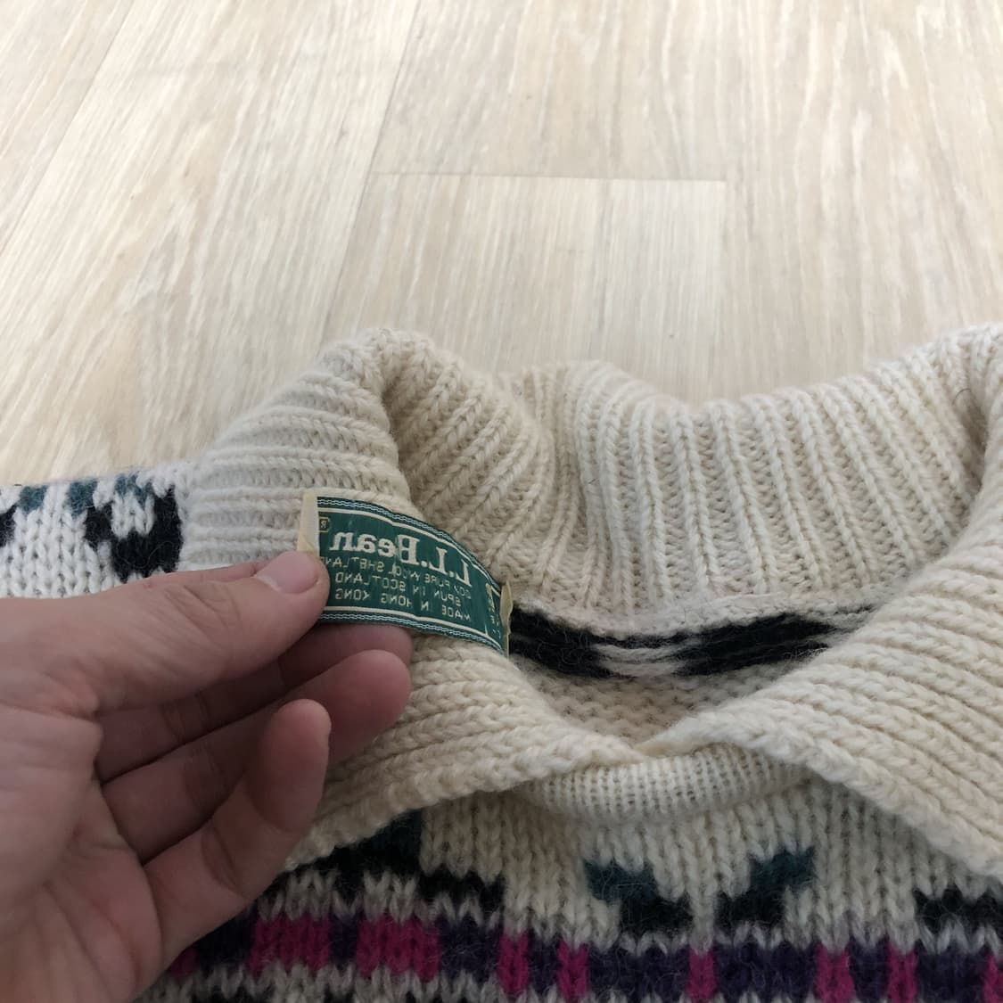 (M) 90's 엘엘빈 L.L BEAN 스코틀랜드 울 노르딕 카라 니트 상품이미지5