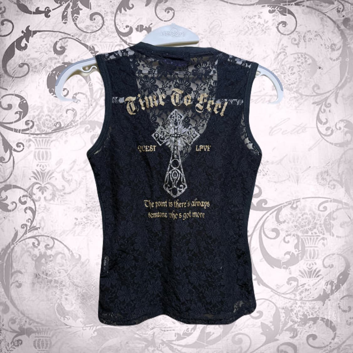 y2k 펑크 십자가 나시 슬리브리스 상품이미지1