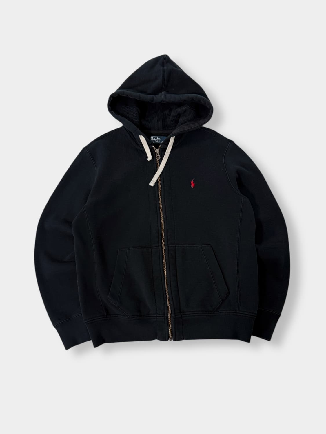 폴로 랄프로렌 루즈핏 블랙 써멀 스웻 후드집업 상품이미지1