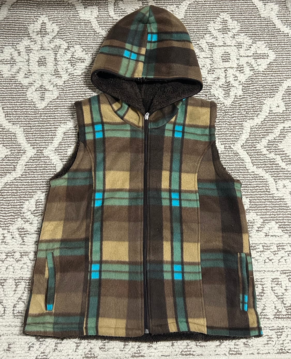 민트초코 후리스 후드 베스트 모리걸 히피 라떼모리 상품이미지1