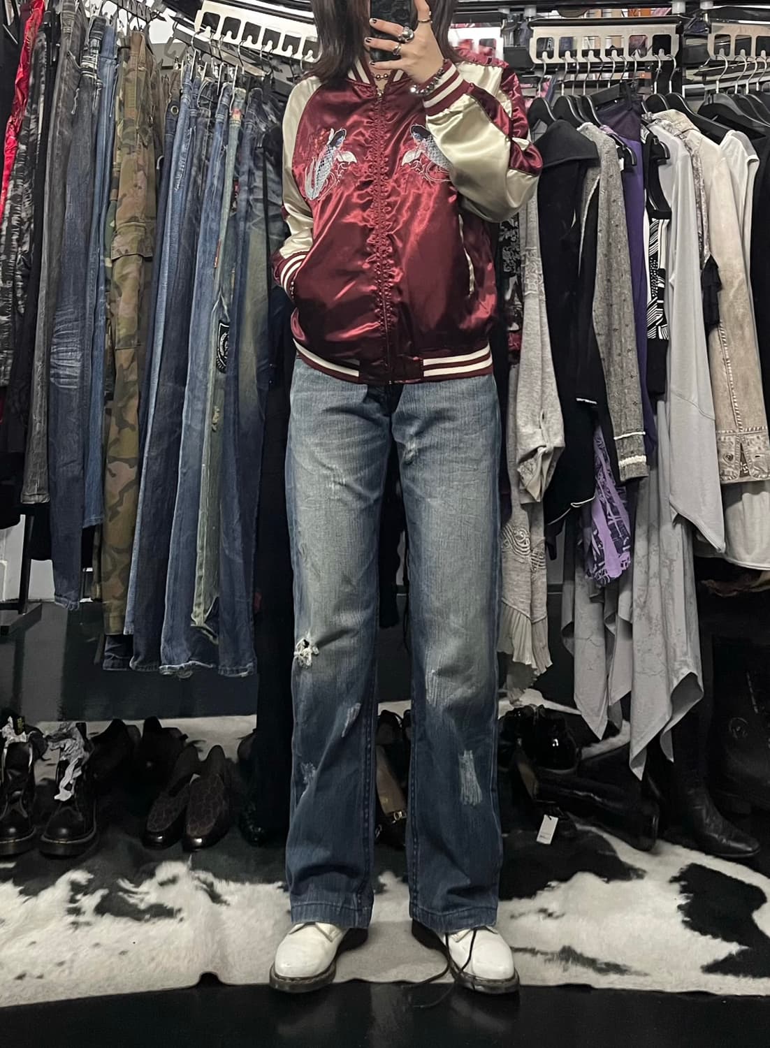 칼카니 데미지 디테일 워싱 데님 팬츠 상품이미지2