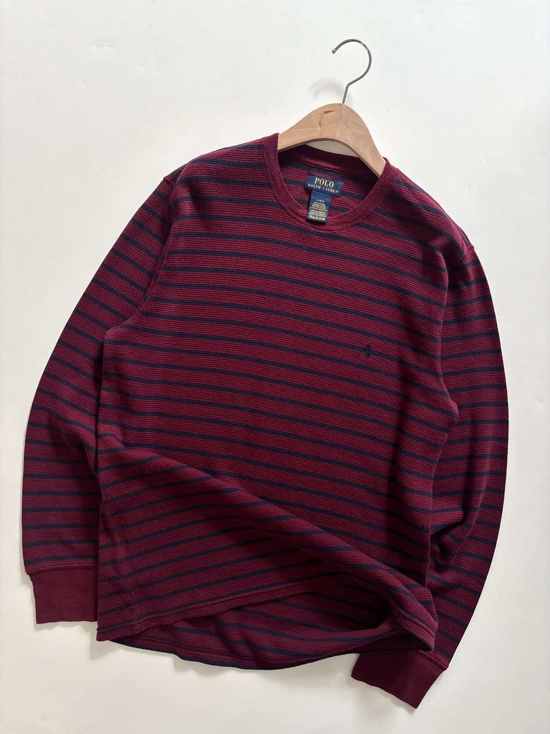 Polo 폴로 랄프로렌 신형 버건디 단가라 와플 롱 슬리브 상품이미지3