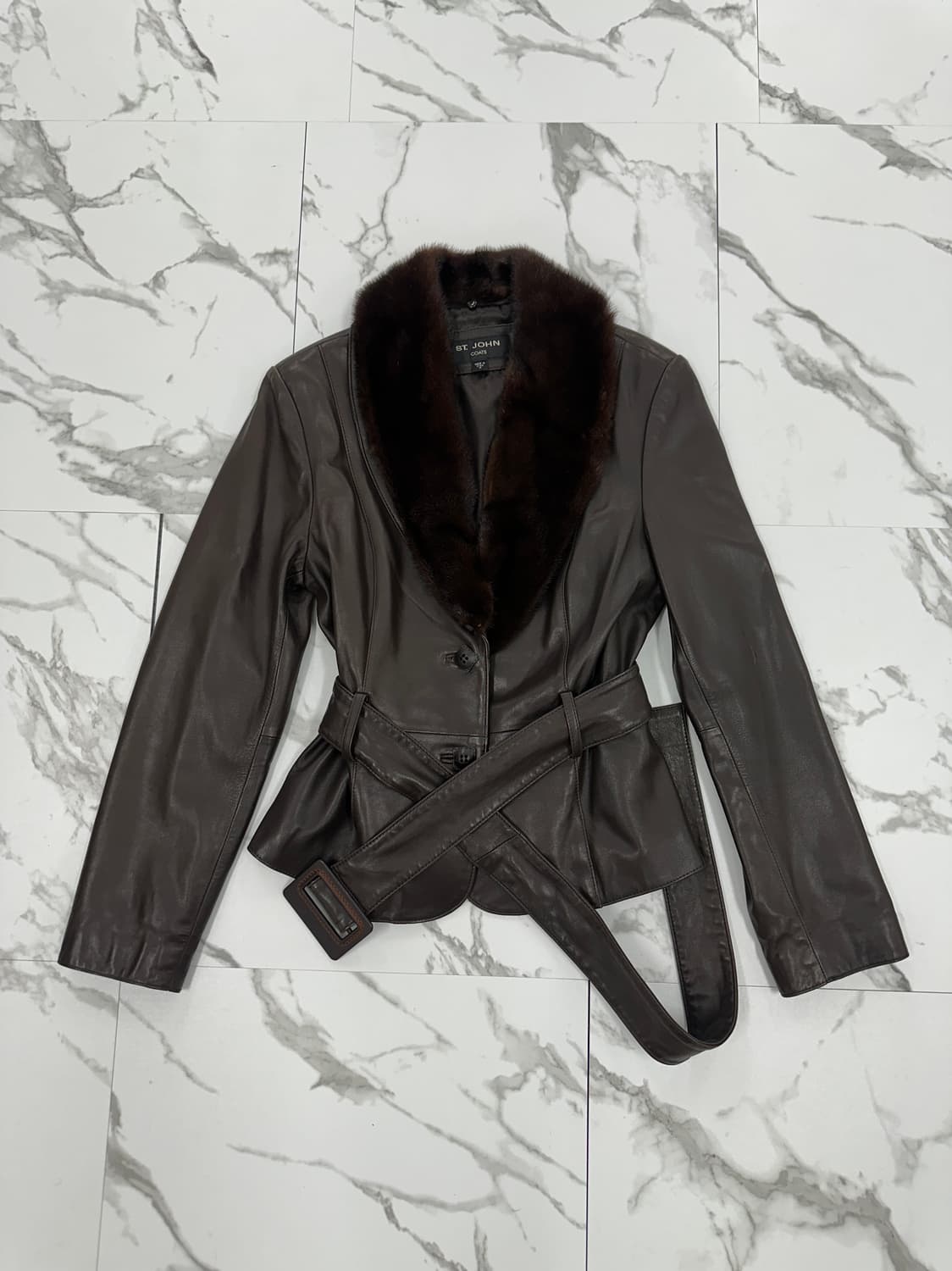센존 밍크 트리밍 레더 자켓 상품이미지1