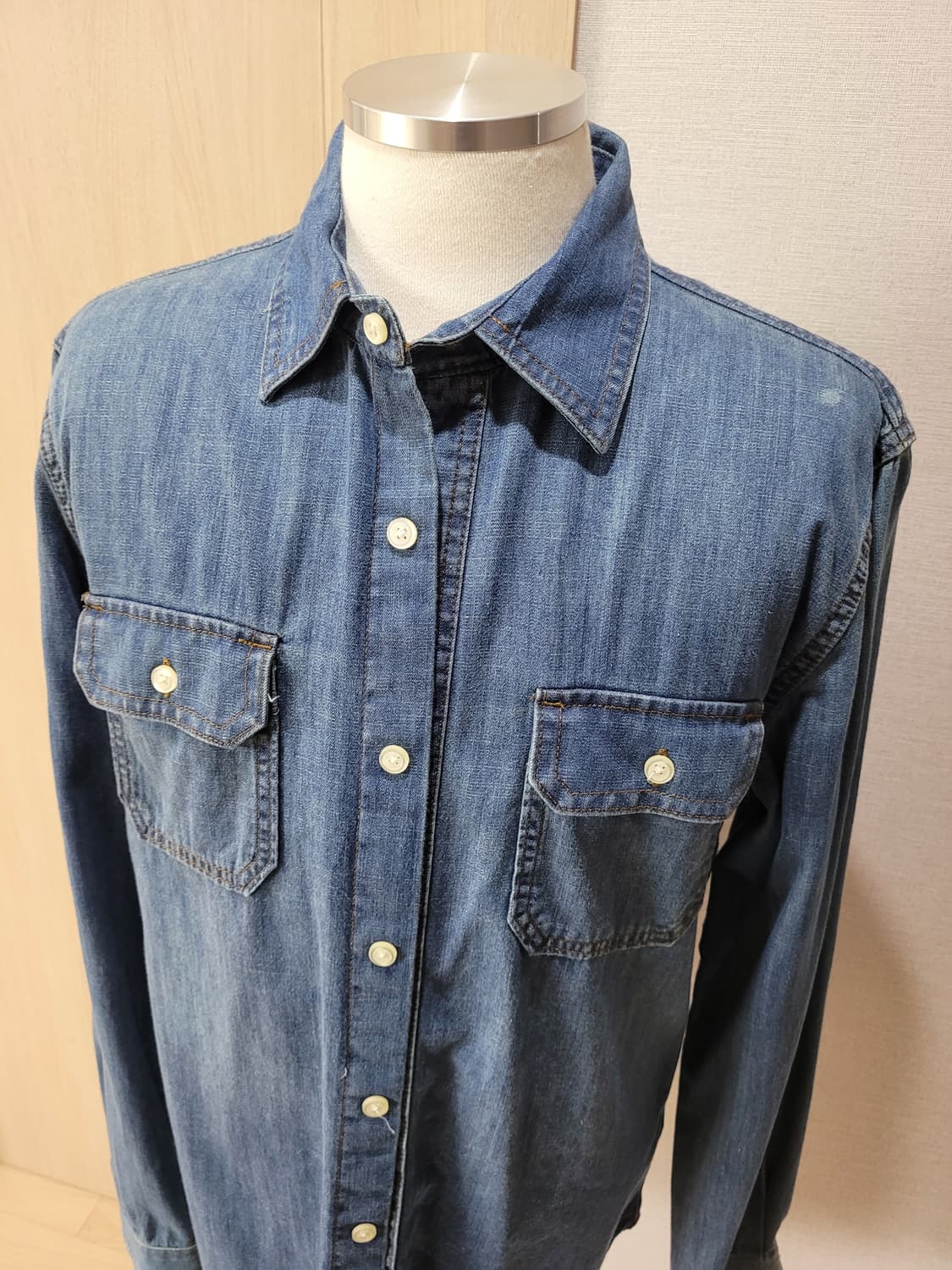 스파오 SPAO 남자 데님셔츠 L 블루 상품이미지2
