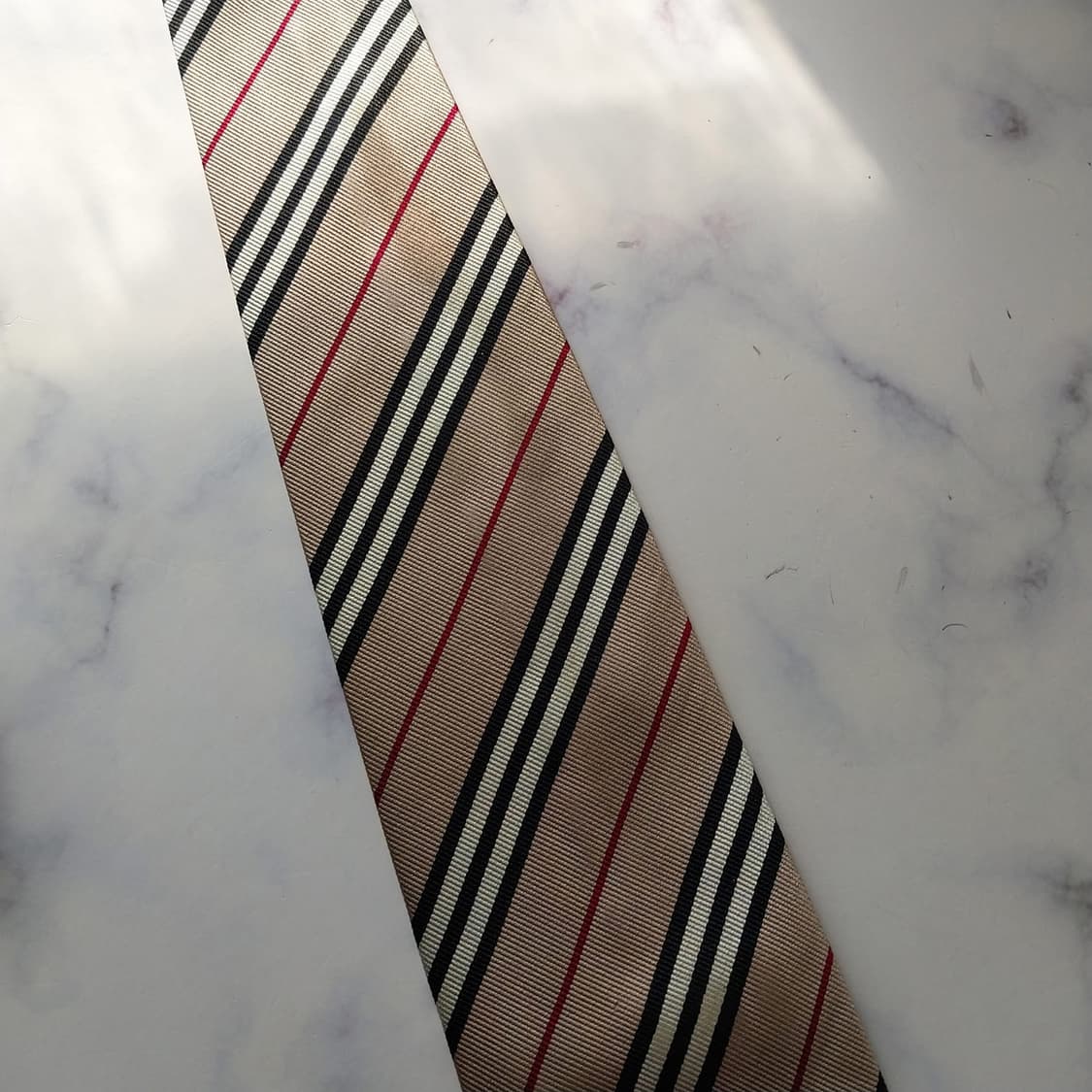 버버리 실크 베이지&브라운 스트라이프 넥타이 8.9cm A등급 K1851 상품이미지8