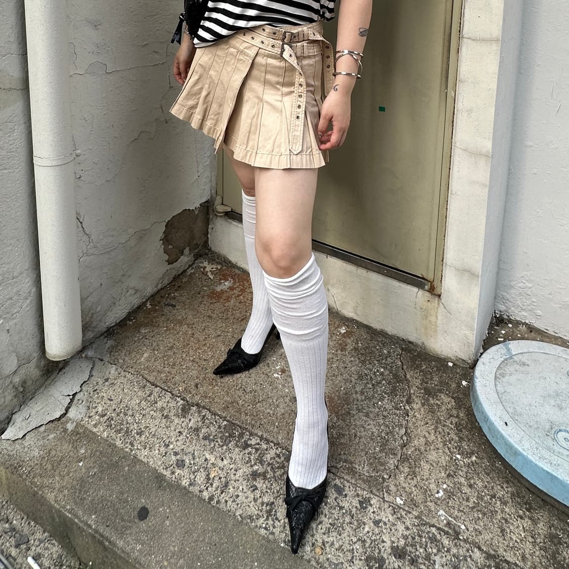 2000s 레어 빈티지 버버리 본디지 플리츠 스커트 상품이미지7