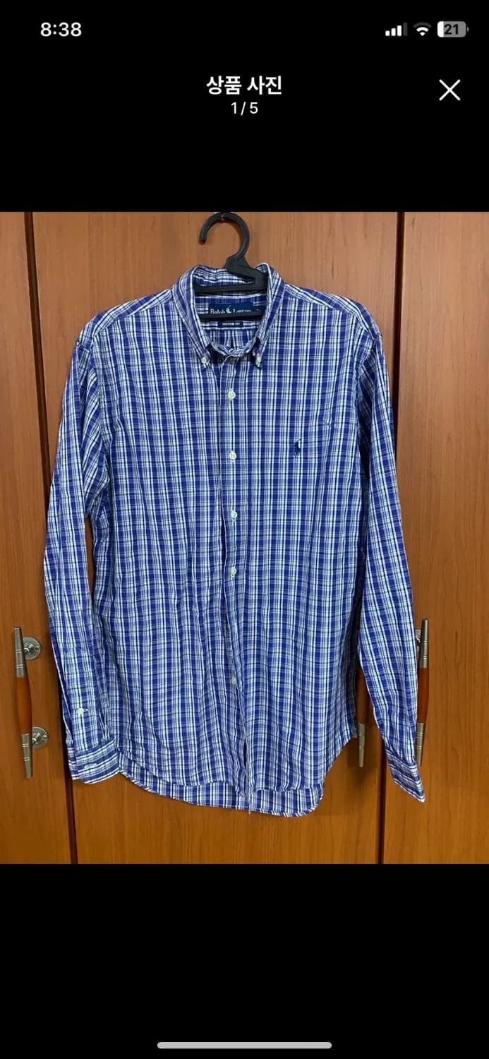 [POLO] 폴로 랄프로렌 블루 체크 셔츠 M사이즈 상품이미지1