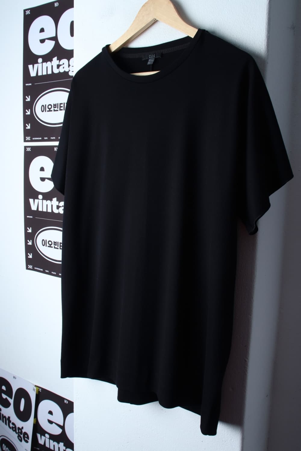 W(L-XL) 코스 반팔 티셔츠 레이온 블랙 무지 유니크-H3H33667 상품이미지1
