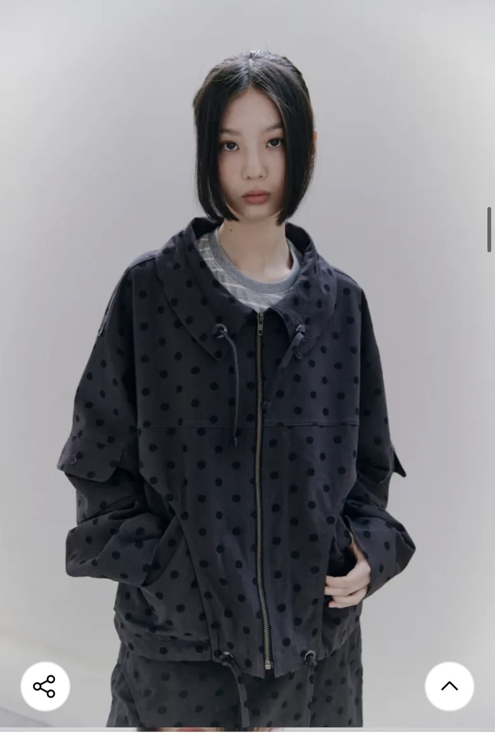 라세레모니 도트 패턴 자켓+스커트 블랙 (에스파 윈터 착용 상품이미지6