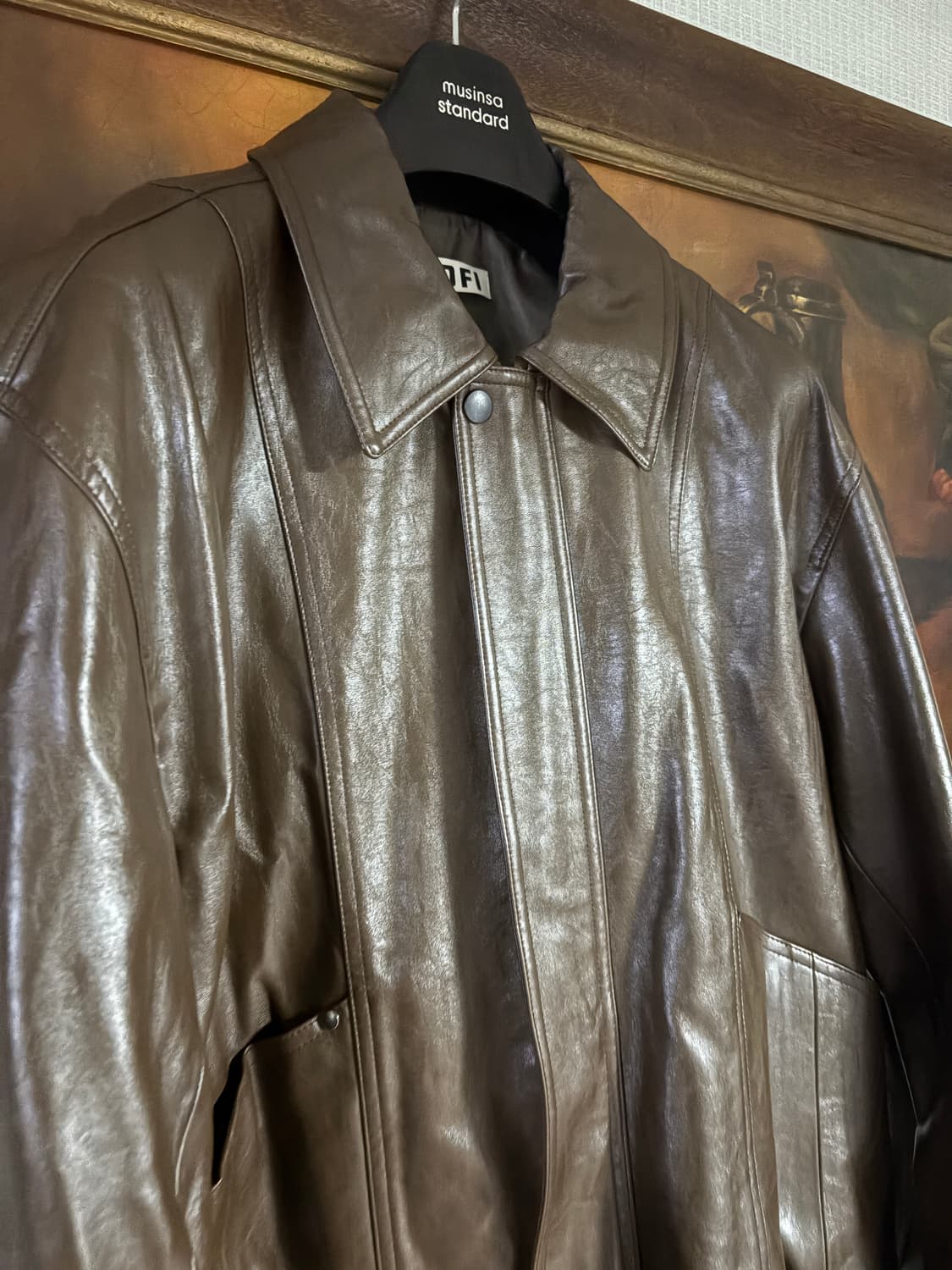 로파이 비건레더자켓 브라운 상품이미지2