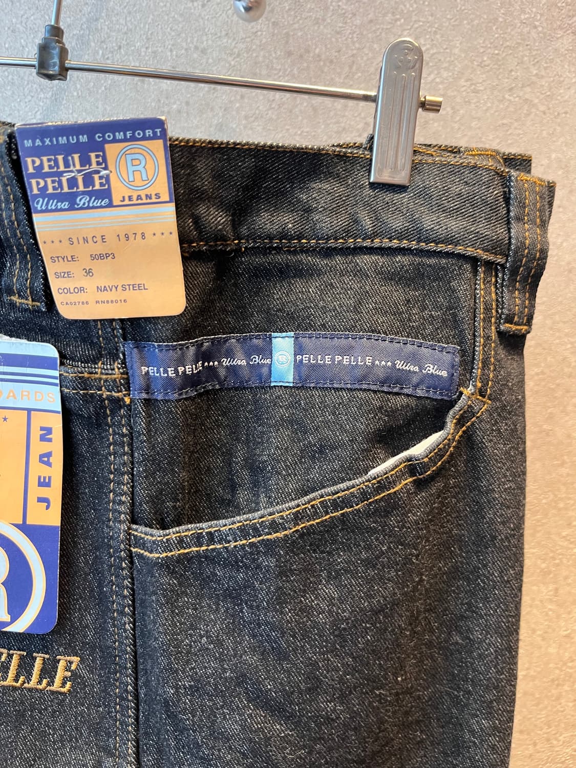 90. 펠레펠레 울트라 블루 진 흑청 데님 버뮤다 팬츠 데드스탁 상품이미지5