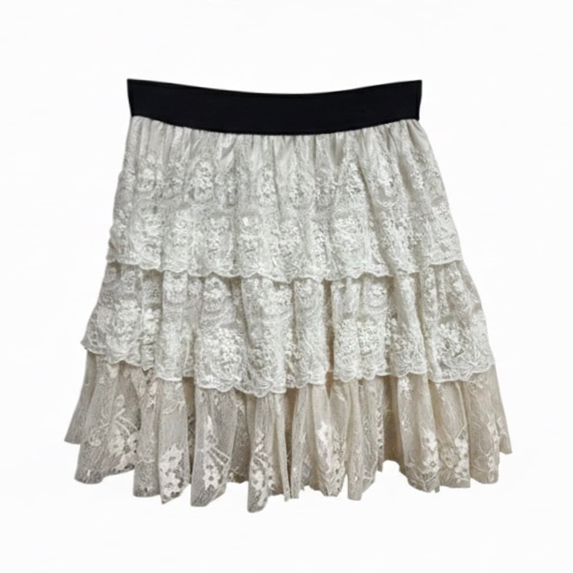 아이보리 플라워 패턴 레이스 스커트 상품이미지1