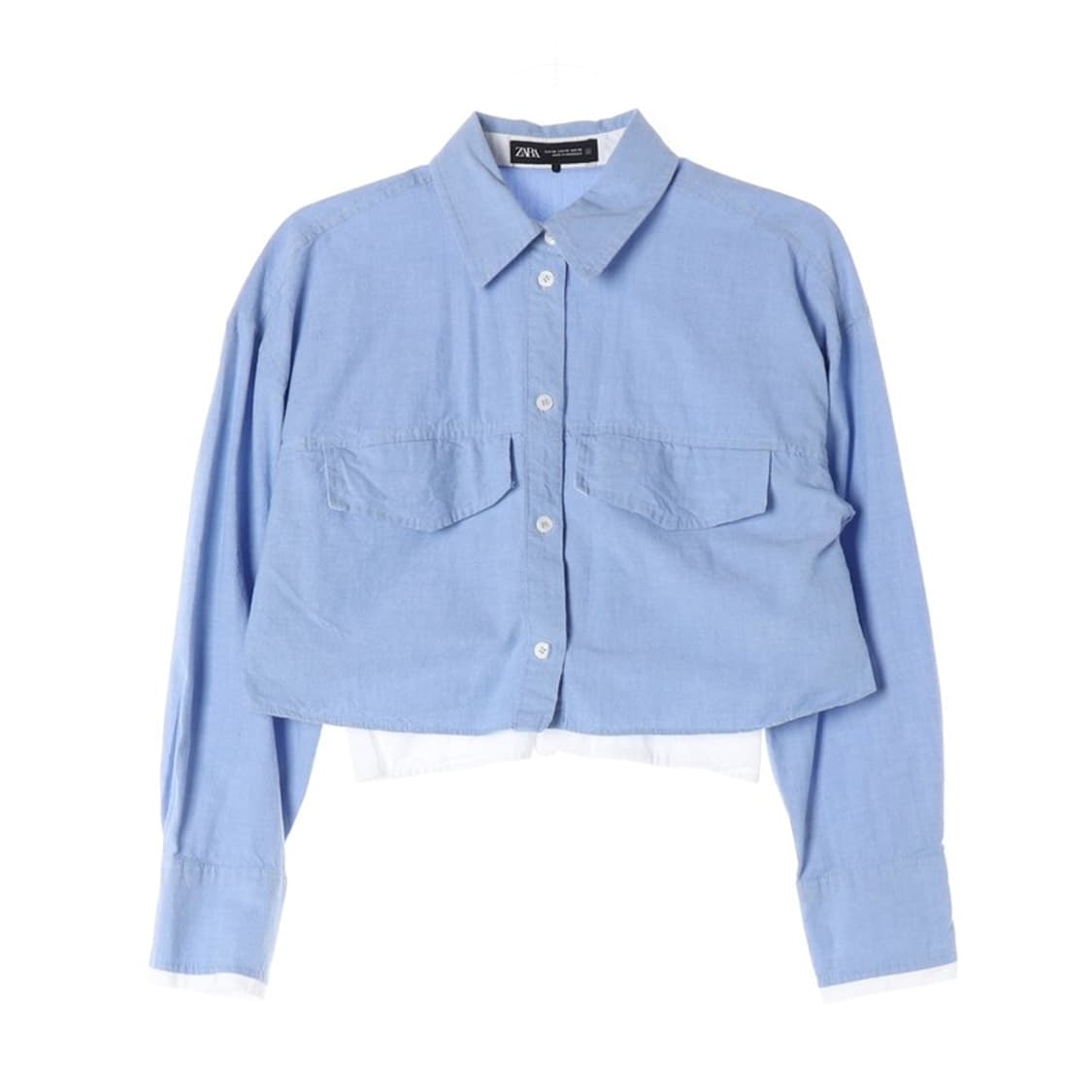 ZARA 레이어드 디테일 크롭 셔츠 XS 상품이미지1