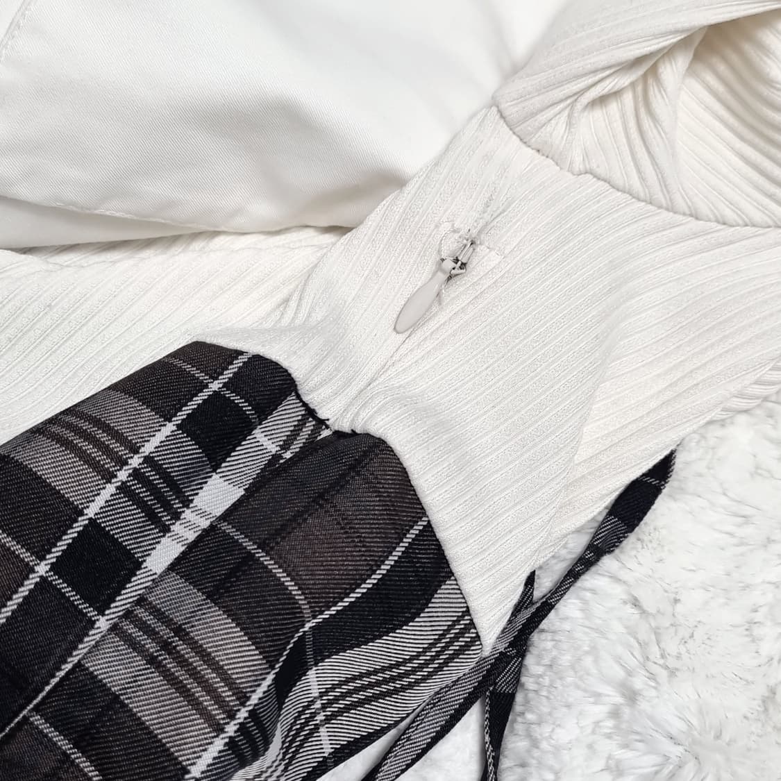 일본 빈티지 일브 브랜드 체크 회색 원피스 스나계 상품이미지9