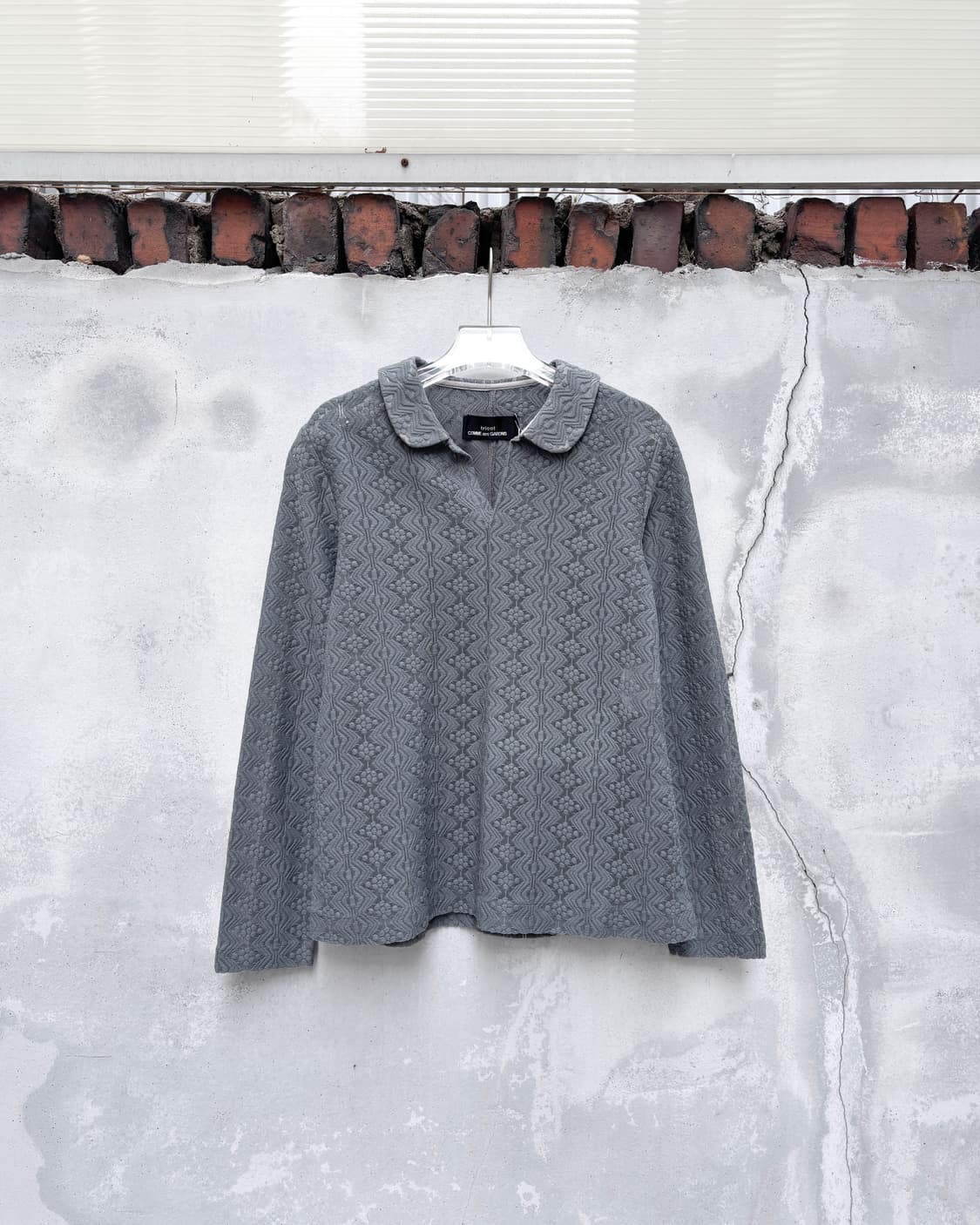 꼼데가르송 트리콧 AD1999 시스루 레이스 라운드카라 블라우스 상품이미지1