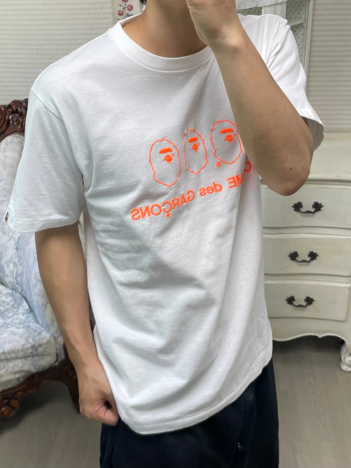 빈티지 꼼데가르송 베이프 네온 자수 반팔 1225 모리걸 y2k 스트릿  상품이미지8