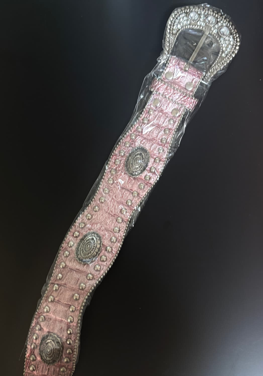 쇠맛 핑크 큐빅 포인트 빈티지 벨트 상품이미지1