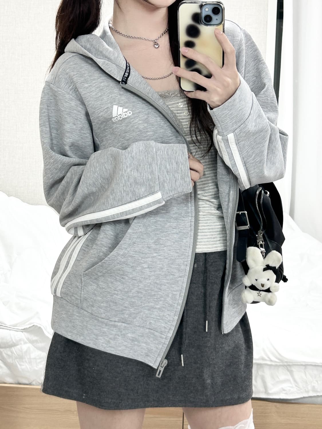 아디다스 그레이 삼선 후드집업 상품이미지5