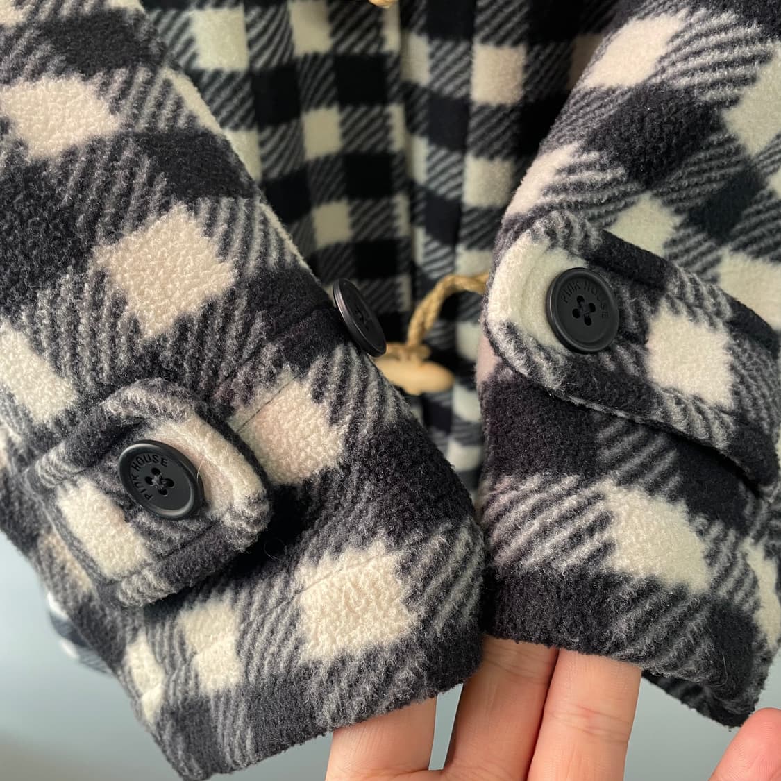 핑크 하우스 체크패턴 더플코트 상품이미지4