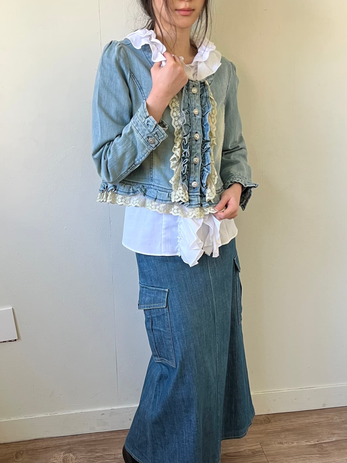 GM CIRCLE 프릴 데님 자켓 상품이미지5