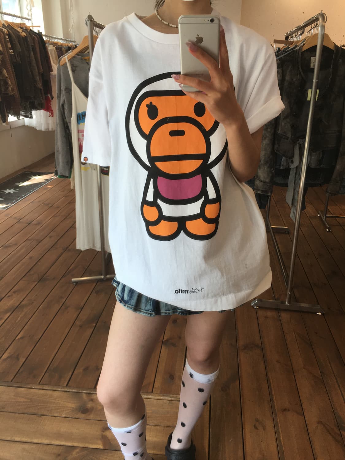 베이프 화이트 베이비리사 티셔츠 상품이미지3