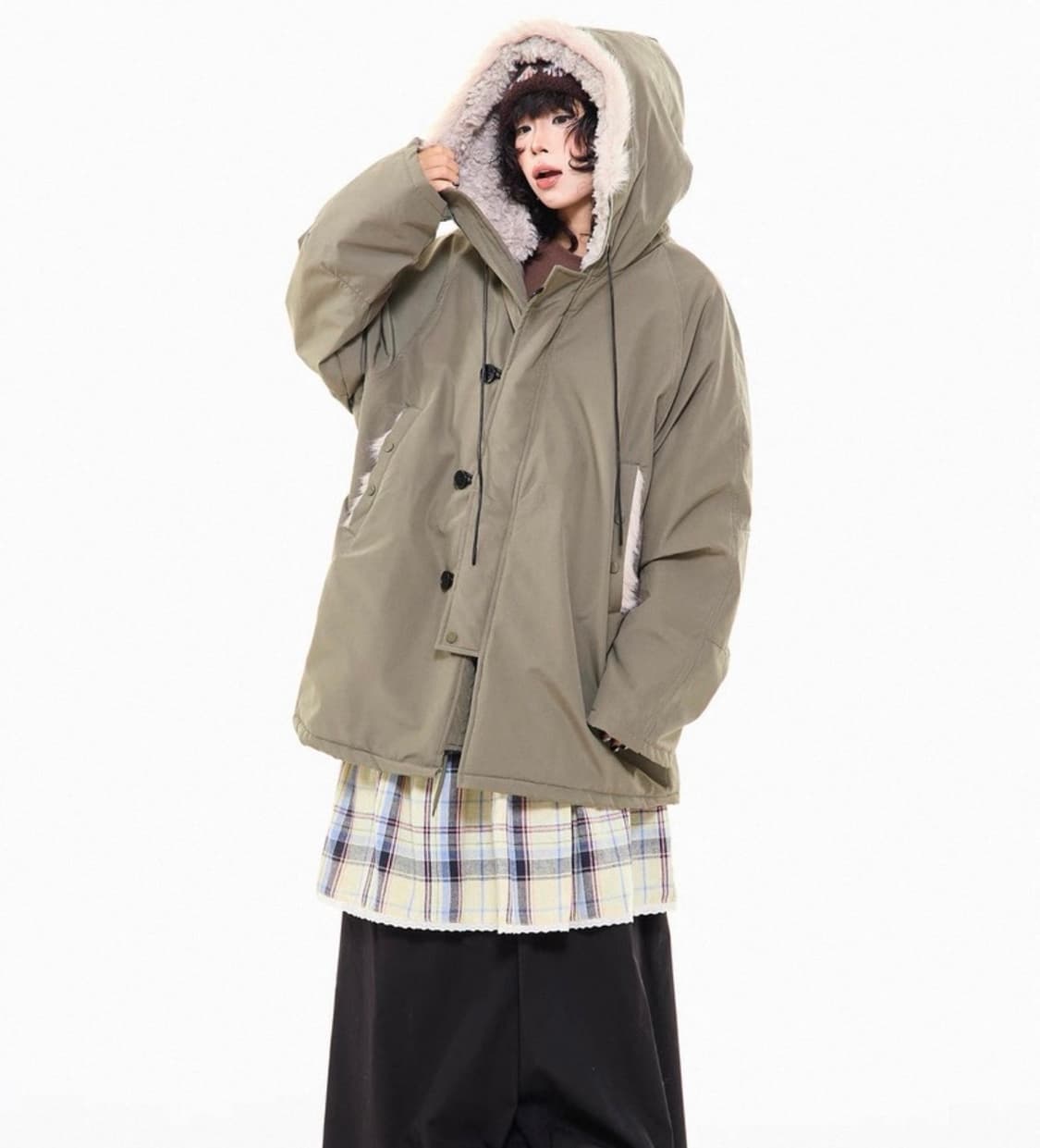 아사키 프레자키 야상 패딩 카키 상품이미지2