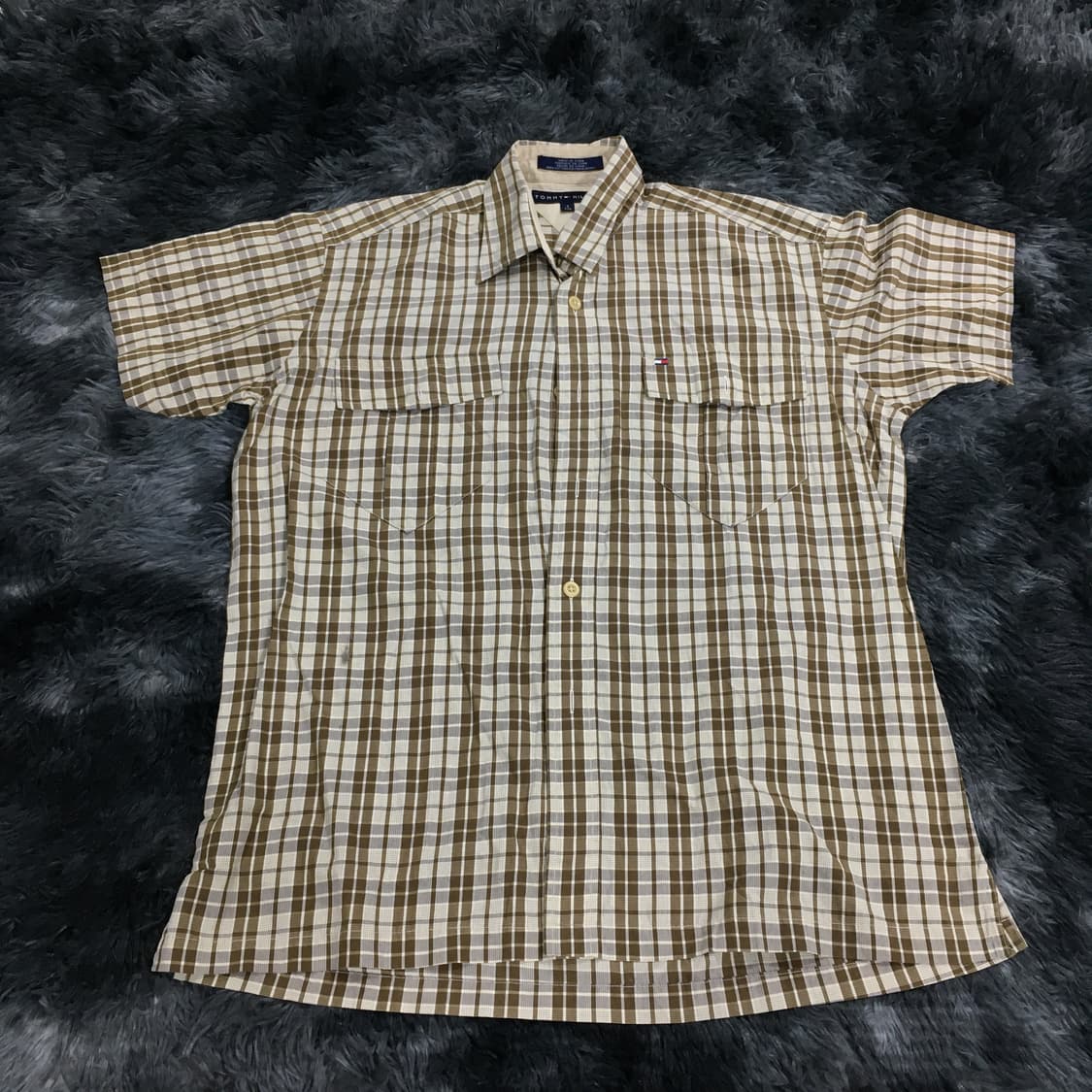 투티/A10 TOMMY HILFIGER 체크 셔츠 브라운 패턴 아메카지 상품이미지1