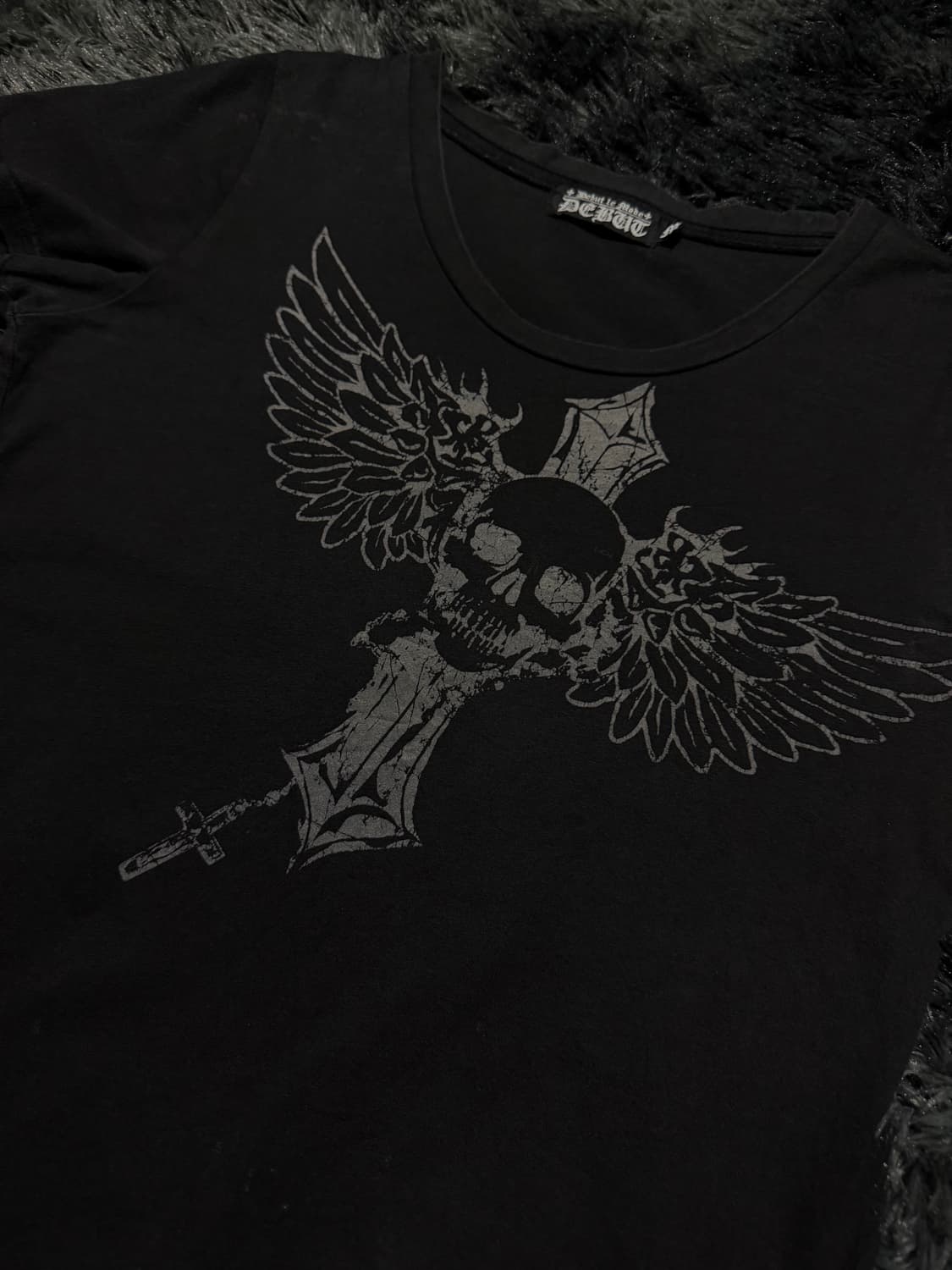 크로스 날개비즈디테일 y2k 반팔 상품이미지3