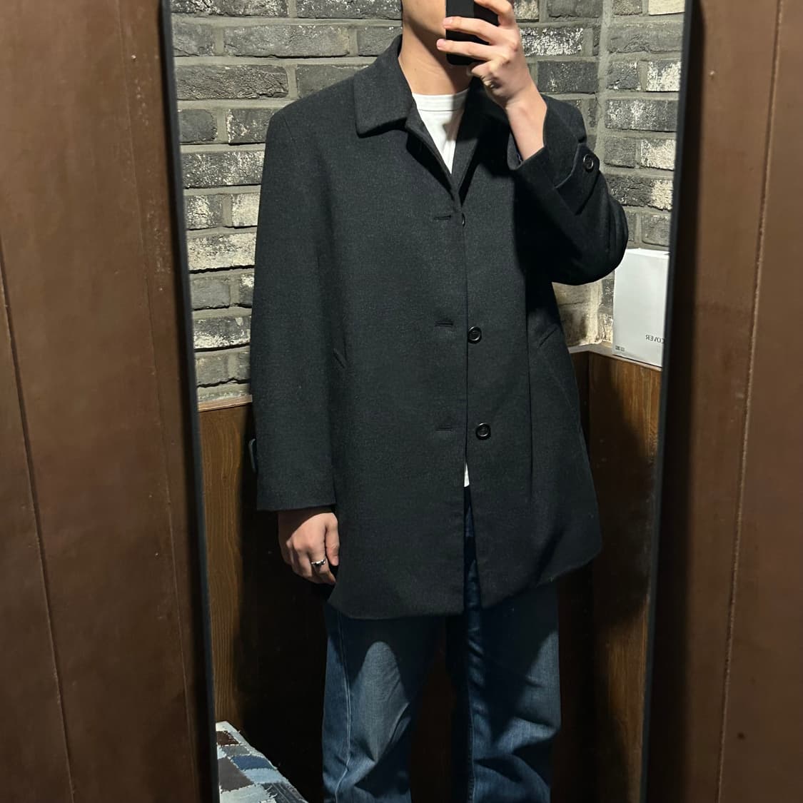 L) YSL 입생로랑 울 미디움 코트 자켓 블랙 상품이미지9