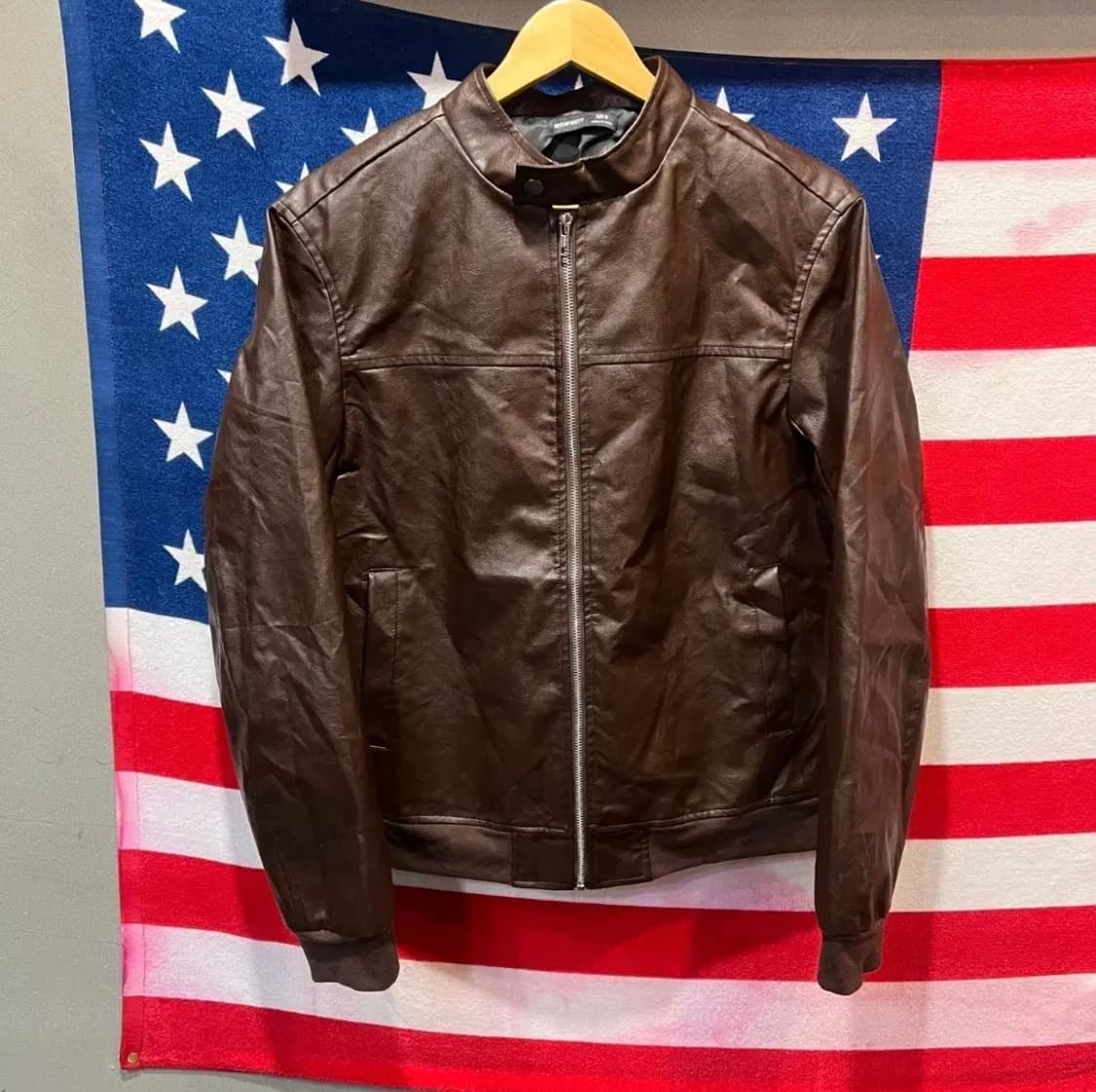 MANFINITY 브라운 레더 자켓 상품이미지1