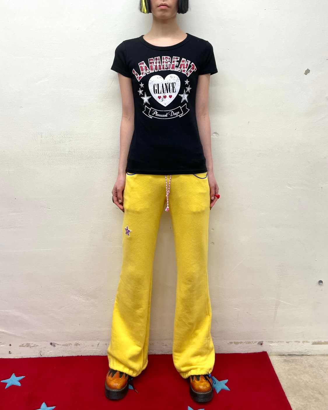  LAMBENT Checkered Heart Black T-shirt  상품이미지2