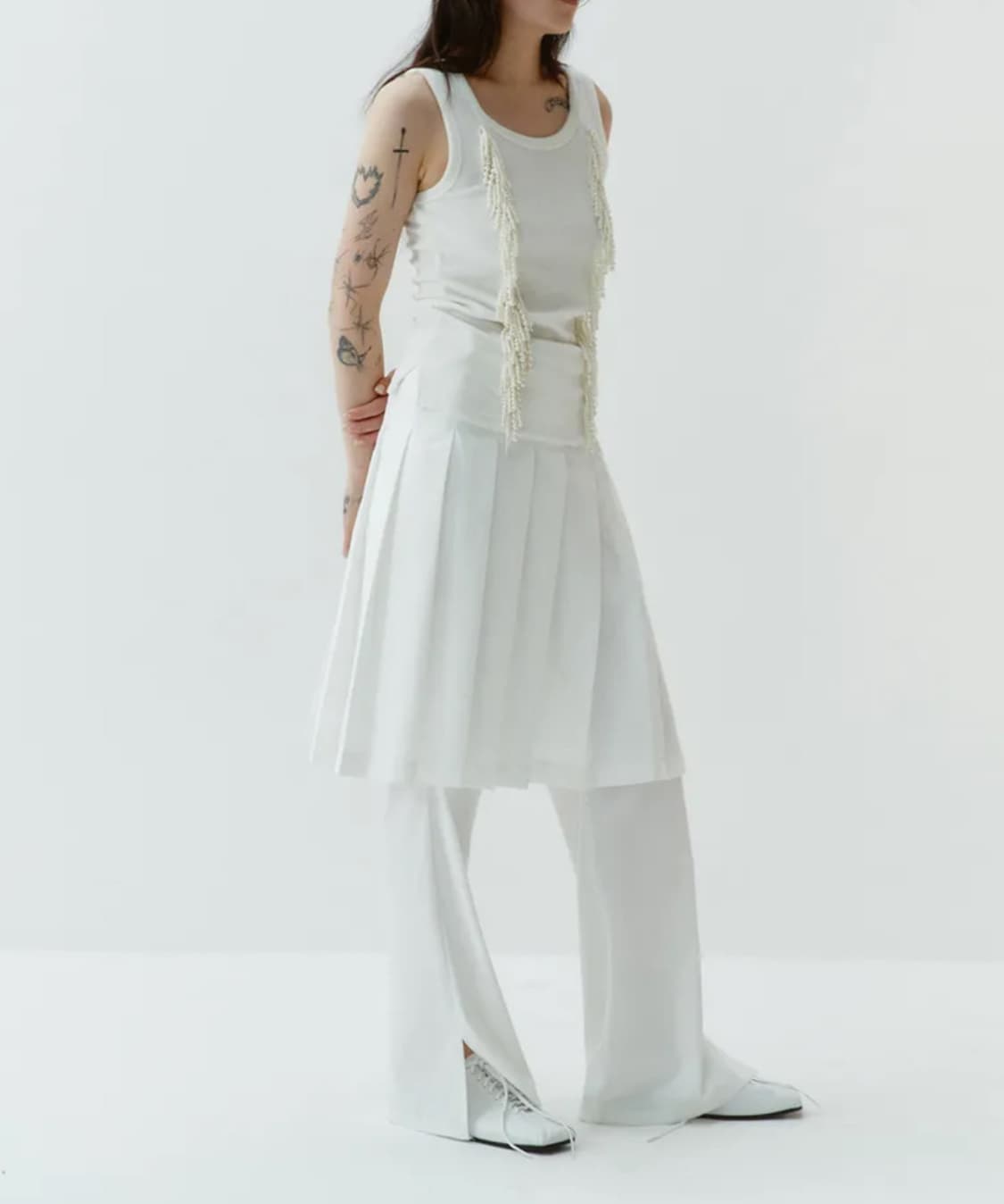 김미더영 pleats trouser skirt /ivory 상품이미지4