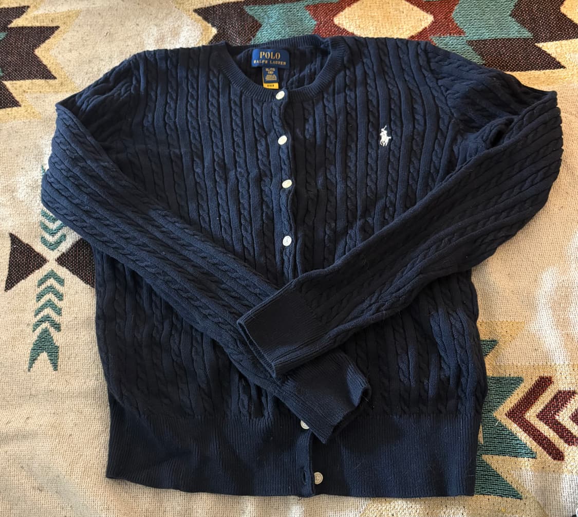 폴로 랄프로렌 걸즈 케이블 니트 가디건 헌터네이비 상품이미지1