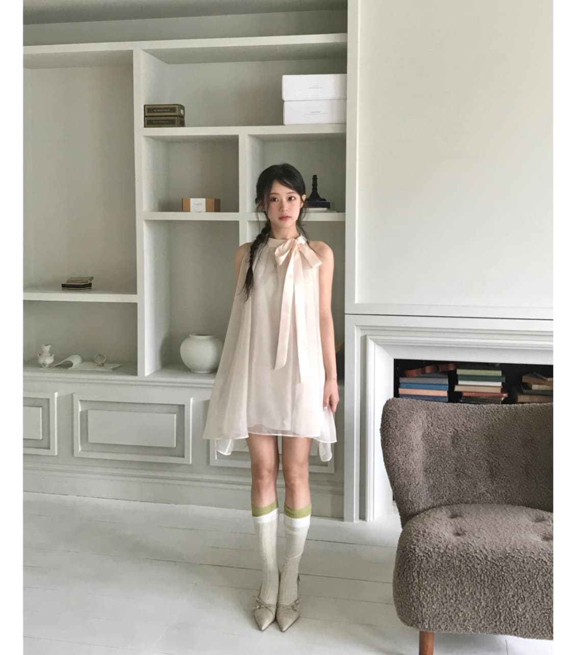 (새상품)클라우드이모션 old satin halter blouse/op 상품이미지2