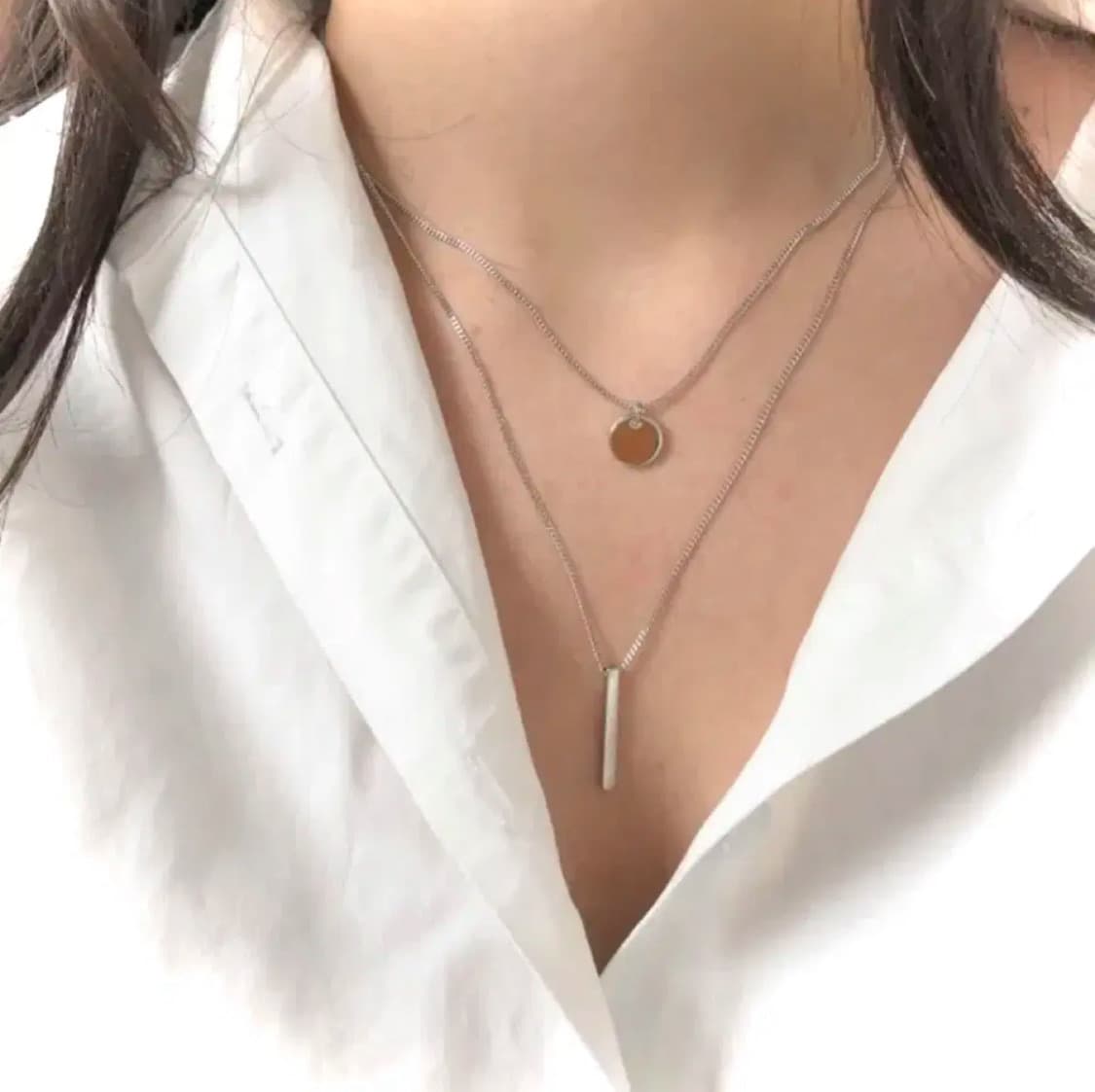 빈티지 y2k 오리엔탈 실버 레이어드 목걸이 일괄 상품이미지2