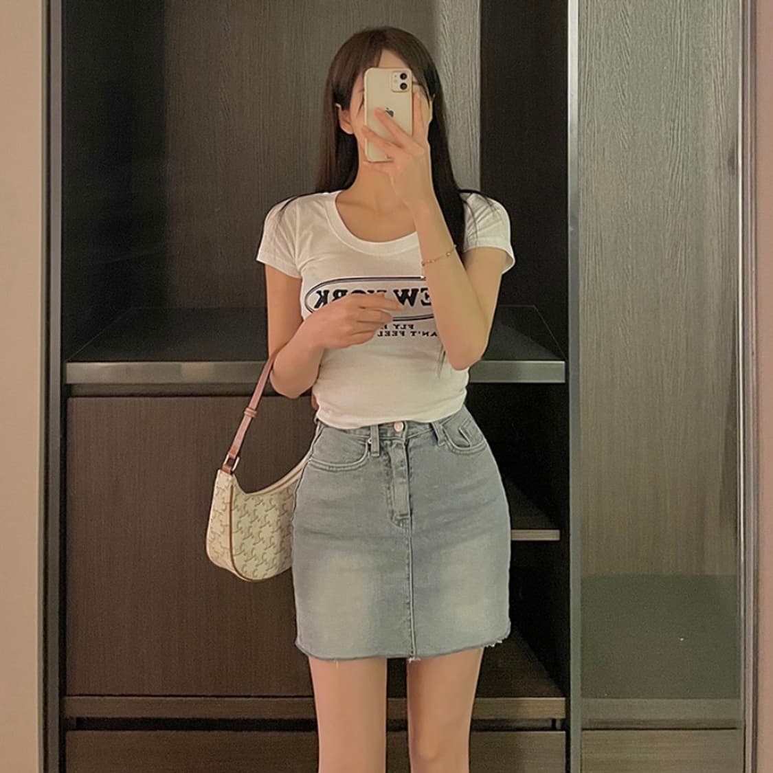 모디핏 자체제작 연청치마 데님스커트 판매 키작녀 지그재그 에이블리 상품이미지3