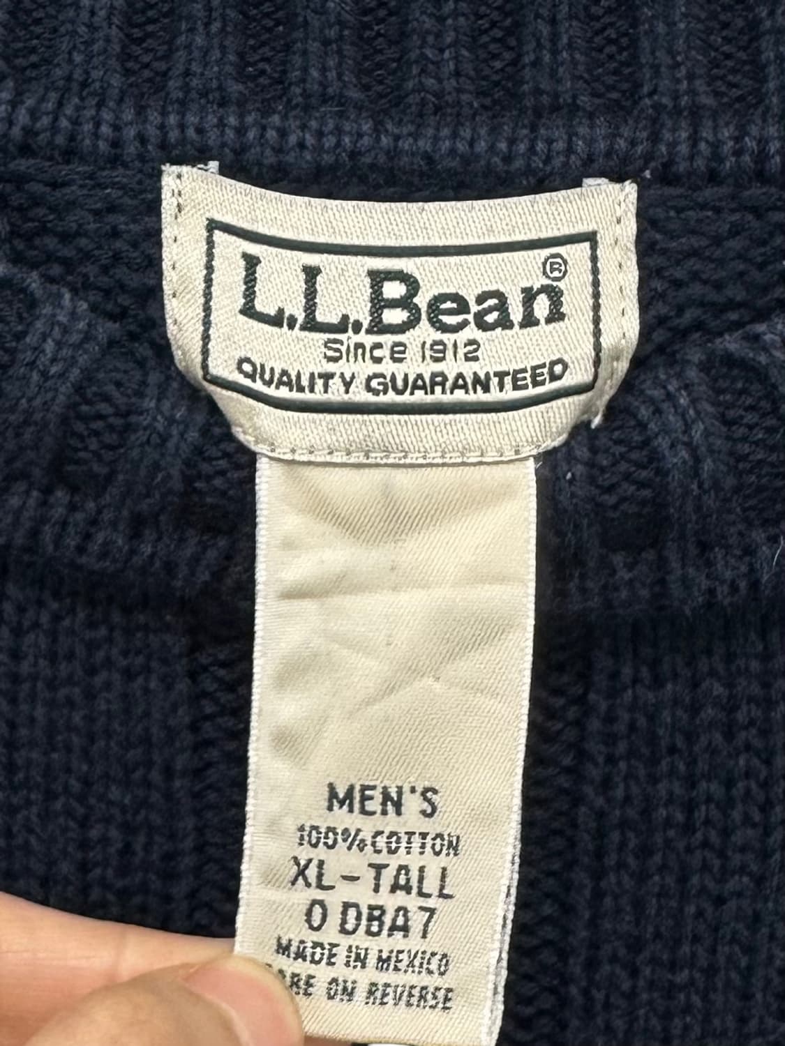 엘엘빈 케이블 꽈배기 니트 네이비 (XL~2XK) 상품이미지6