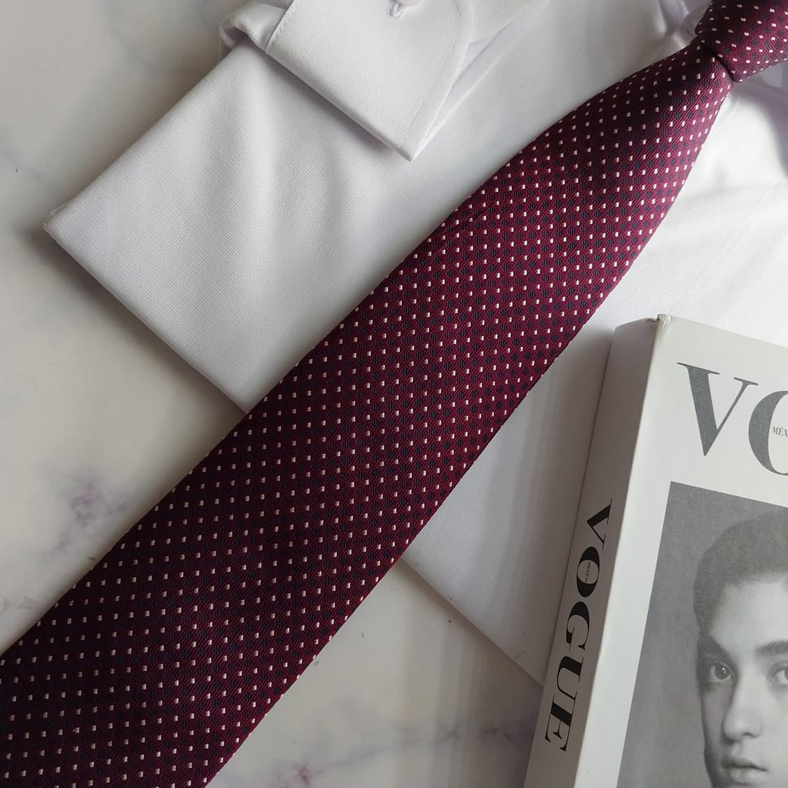 지오지아 실크 와인 도트 패턴 넥타이 8cm A+등급 K2286 상품이미지6